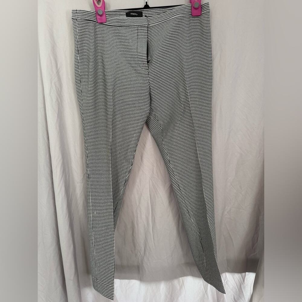 Theory Black and White Houndstooth Dress Pants